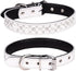 Adjustable Rhinestones Dog Collar, Sparkly Crystal Studded Genuine Leather for Small Medium Breeds (S fit Neck 11-13",