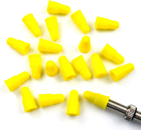 Yellow Presta Valve Stem Caps - 20 Pack Plastic Tire Valve Caps for Presta/French Valves, MTB, Road Bike