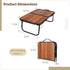 CNDRIA Small Camping Table, Compact Walnut Wood Folding Side Low Table for Camp, Portable Lightweight Foldable Design