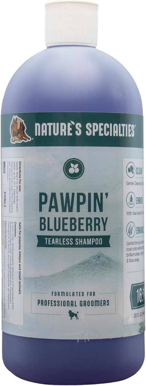 Nature's Specialties Pawpin' Blueberry Ultra Concentrated Dog Face and Body Wash | Makes up to 4 Gallons | Tearless