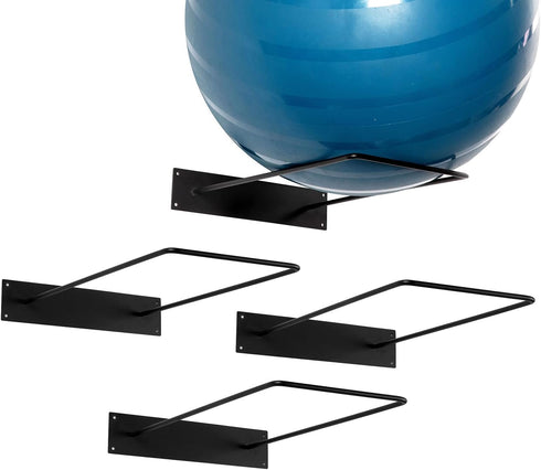 MyGift Yoga Ball Storage Wall Mount, Black Metal Pipe Racks for Exercise Ball Holder, Ball Storage for Home Gym