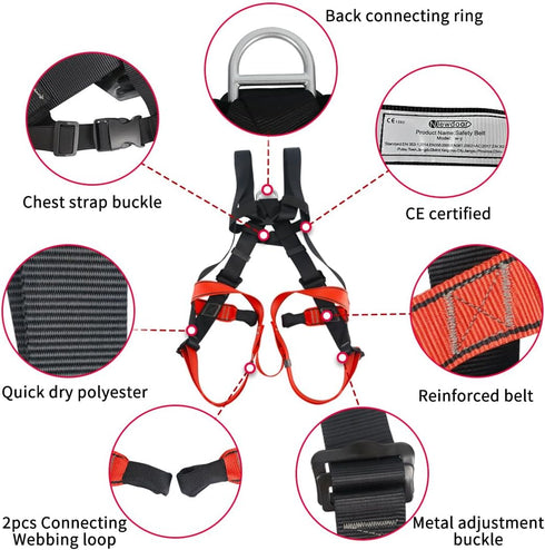 NewDoar CE Certified Climbing Harness - Rock Climbing Rappelling Equipment for Body Guard Protection