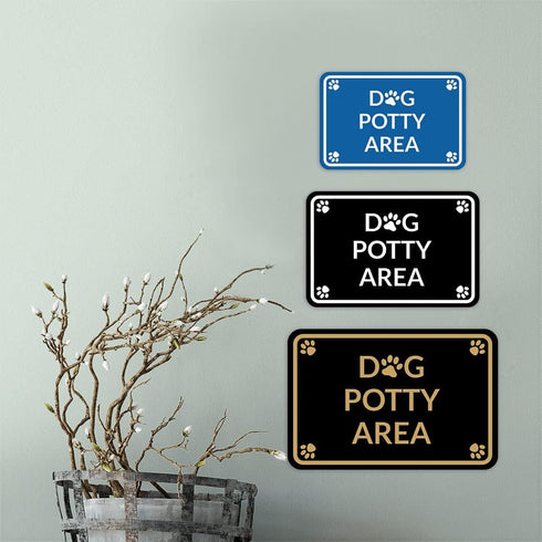 Motto Lita Classic Framed Paws, Dog Potty Area Sign (Black/Gold) - Small