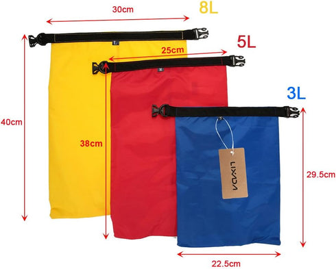 LIXADA Waterproof Dry Bags, 3/5/6 Pack Ultimate Dry Sack - Lightweight Roll Top for Kayaking, Camping, Hiking