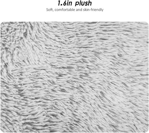 16 Inch Plush Dog Bed Mat, Warm Fluffy Round Crate Pad with Anti-Slip Waterproof Bottom for Small Dogs