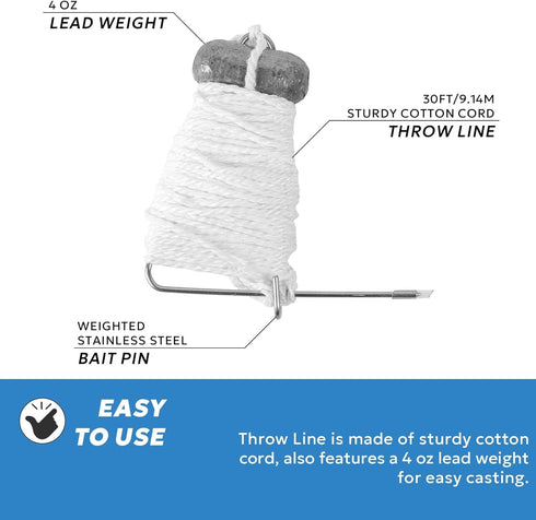 30FT/9.14M 4OZ 3PCS/6PCS Crab Throw Line Length with Lead Weight Crab Trap Line Kit