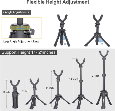360 Portable Shooting Rest Tripod Rifle Stand for Range, Rotation V Yoke Holder - Lightweight Bench Rest for Target