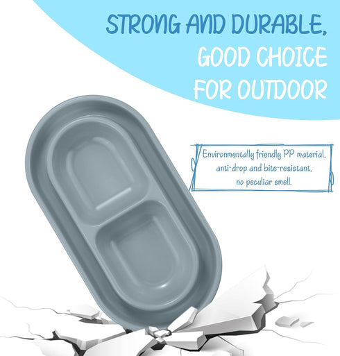 Uiifan 3 Pieces No Spill Cat Food Bowl Set for Small and Medium Dogs and Cats - Easy Cleaning Outdoor Feeder (Blue,