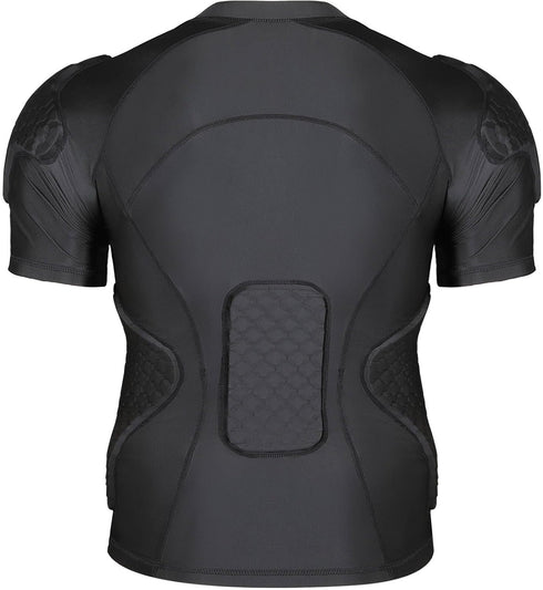 TUOY New Football Rib Chest Protector Shirt | Padded Compression Shirts with 6 Pads, Adult Sizes