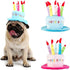 Cute Dog Cat Birthday Cake Hat, Pet Cap with 5 Color Candles Design, Custom Accessory (One Size Fits Most, Blue)
