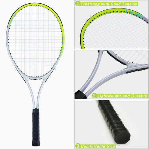 Tennis Racket Pre-Strung Lightweight 27 Inch - Recreational Adult Rackets for Men Women with Carry Bag