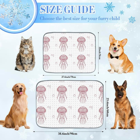 imiBBWQu Summer 27" 22" Cooling Mat for Dogs Floral Jellyfish Red Dog Bed Mat Washable Pet Ice Pad Smart Cooling Pet
