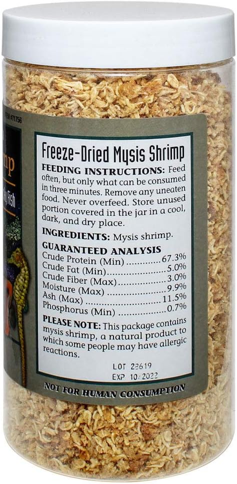 3.56 oz (101g) San Francisco Bay Brand Freeze-Dried Mysis Shrimp - Premium Fish Food, Tropical Fish Food, Shrimp Food
