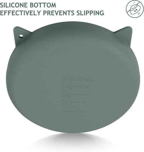 Coomazy Dark Green Silicone Slow Feeder Dog Cat Bowls, Interactive Puzzle Toy, Prevents Overeating, Medium: 1.4Cup