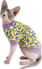 Sphynx Hairless Cat Cute Summer Cotton T-Shirts, Round Collar Kitten Shirts Cats Apparel (Leopard, X-Large)