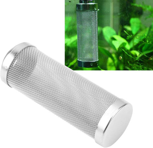 Aquarium Filter Cover, Stainless Steel Intake Strainer, Fish Shrimp Mesh Guard for 12mm Aquarium Intake Filter