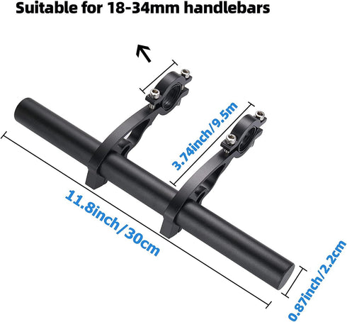 Yizhet Aluminum Alloy Bicycle Handlebar Extensions, 30cm Extender for Phone Mount Holder, Speedometer, GPS