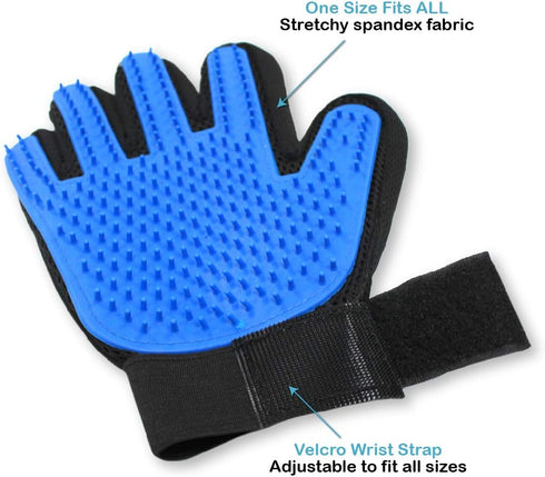 Pets First Dog Grooming Gloves, Professional Deshedding Mitt Tool for Small, Medium, or Large Dogs & Cats