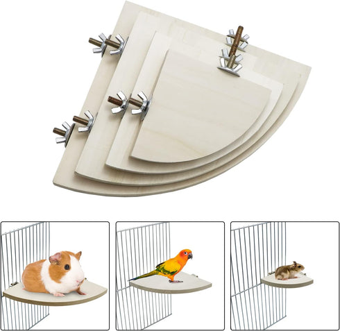 Bird Parrot Corner Perch, Flat Platform Stand, Easy to Install, Safe and Stable Hardwood Bird Cage Perches (XL)