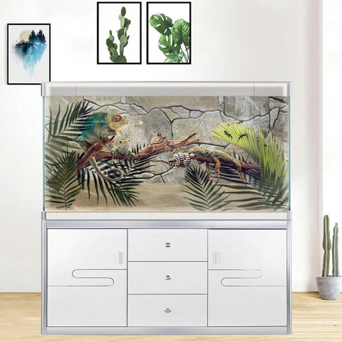48X24IN Art Marble Aquarium Background, Natural Marble Glass Terrarium Background with 8 EVA Double-Sided Tape