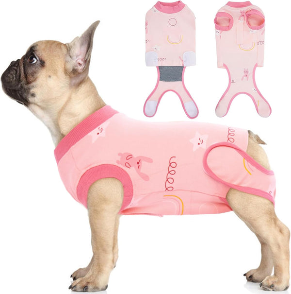 IDOMIK Dog Recovery Suit for Female Spay, Adjustable Anti-Licking Onesie, Soft Wound Bandage & E-Collar