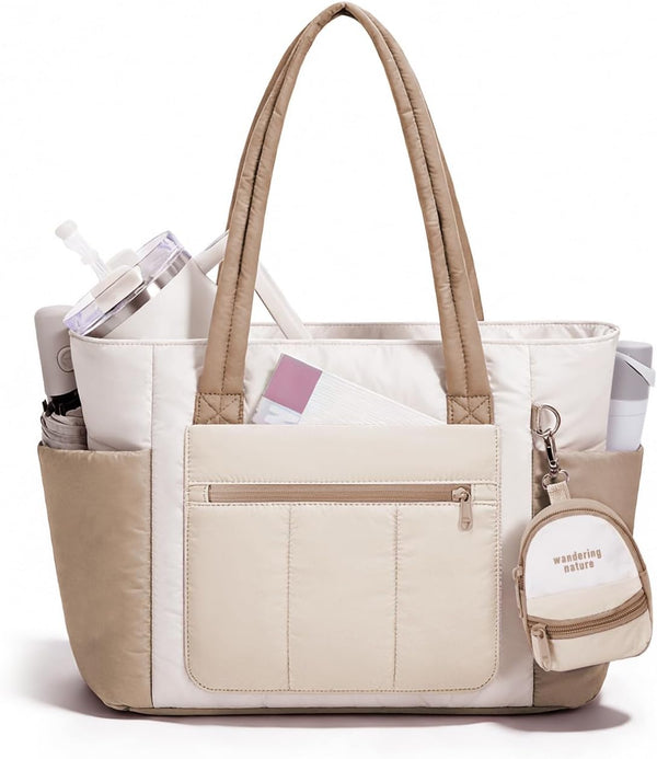 Wandering Nature Bow Tote Bag for Work Fits 40oz Tumbler, Yoga Bag
