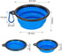 Pack of 2 Large Collapsible Dog Bowls - Food Grade Silicone, BPA Free, Foldable Travel Bowl with Carabiner Clip (Blue &