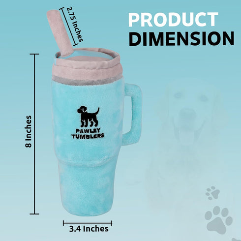 Crinkle & Squeak Dog Toy, Stanley Cup Inspired, Soft Plush for Medium & Large Dogs (Turquoise)
