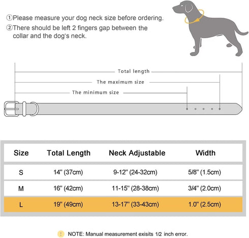 Didog Waterproof Dog Collar with Soft Padding, Lightweight and Breathable for Medium Dogs, Black, Large