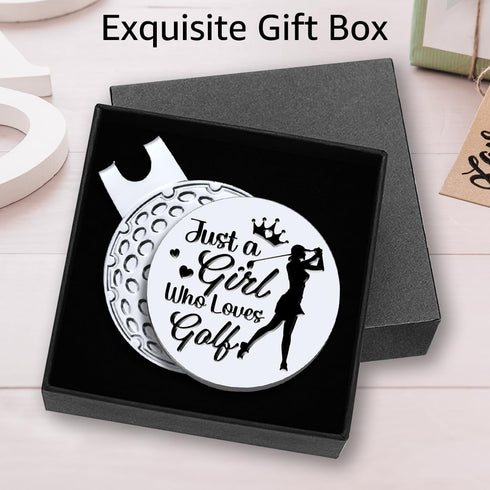 Just A Girl Who Loves Golf Golf Ball Marker with Magnetic Hat Clip, Funny Golf Gifts for Women, Birthday for Golf Lovers