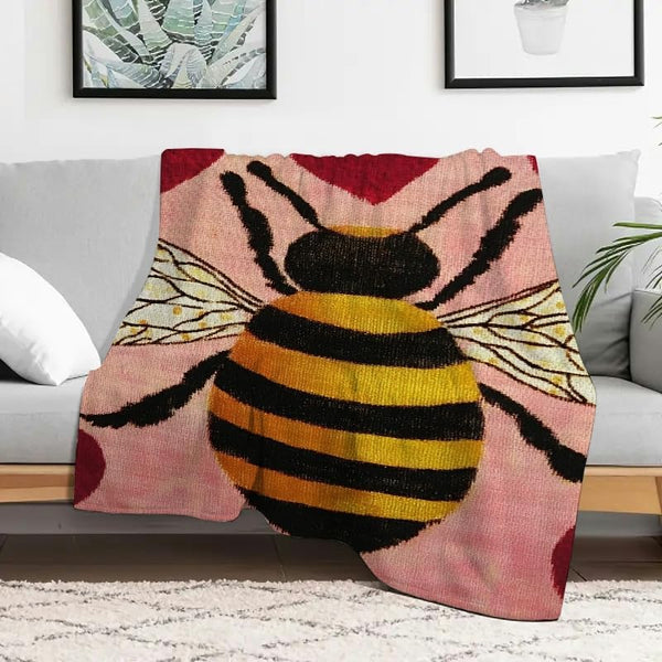 PALNKART Bee Hearts Warm Cozy Decorative Blanket for Sofa Bed Travel Camping Chair,
