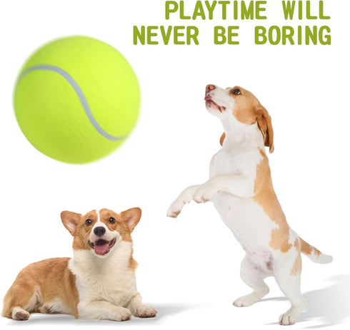 susu & wuwu Giant Tennis Ball for Dogs, Yellow Big Tennis Ball for Dog Birthday Gift, 9.5" Pet Toy