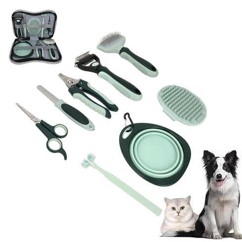 LAMLENT 8-in-1 Pet Grooming Kit for Dogs & Cats - Includes Slicker Brush,