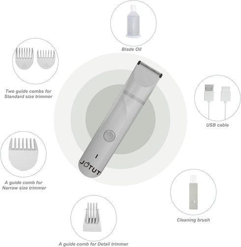 Small Dog Electric Clippers for Grooming - 4 in 1 Cordless Low Noise Paw Trimmer Nail Grinder Shaver for Small Pets