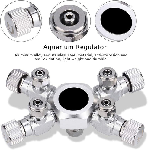 Zerodis CO2 Splitter Multi Ways Distributor, Aquarium Regulator CO2 Splitter Valve (4 Ways)