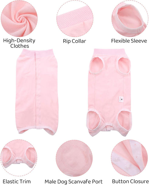SAWMONG Dog Recovery Suit – Recovery Suit for Dogs After Surgery – Dog Spay Surgical Suit for Female Dogs, Pink, Medium