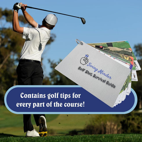 Golf Reference Cards - Pocket Survival Guide and Instruction Booklet, Compact Waterproof PVC Cards for Troublesome Shots