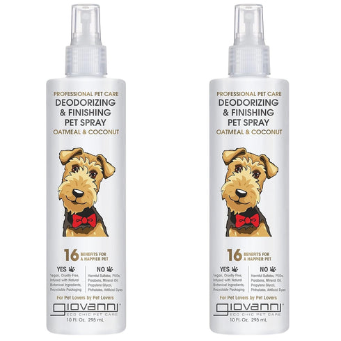GIOVANNI Professional Pet Deodorizing & Finishing Spray - Oatmeal & Coconut, 10 oz (Pack of 2)