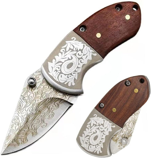 STARDW Mini Folding Pocket Knife - Cool Damascus Pocket Knife, EDC for Camping, Hiking, Gift for Men and Women