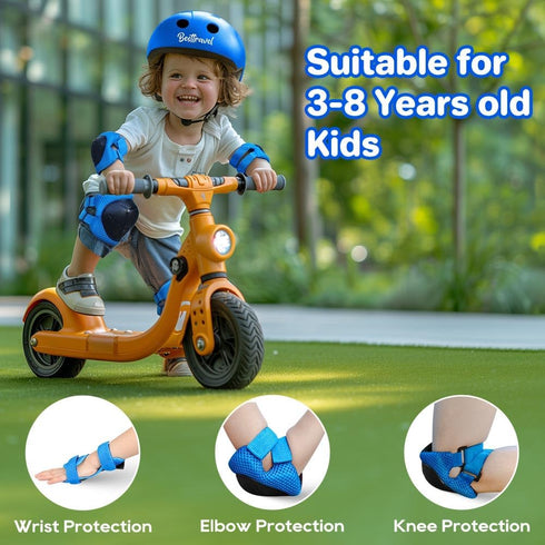 Kids/Youth Knee Pad Elbow Pads Guards Protective Gear Set, Toddler Knee and Elbow Pads with Wrist Guards 3 in 1 for Skating Cycling Bike Rollerblading Scooter