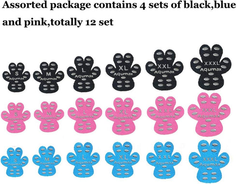 Dog Paw Protector Anti-Slip Pads, 12 Sets (48 pcs) Toe Grips for Senior Dogs, Multicolor