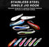 Cuoyuqie 2pcs 5.0# Stainless Steel Single Hook Jig Lure UV Glow Spoon-Shaped Saltwater Fishing Jigging Lure