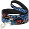 Dog Leash Avengers Thor Hammer Action Pose, Galaxy Blues White, 6 Feet Long 0.5 Inch Wide