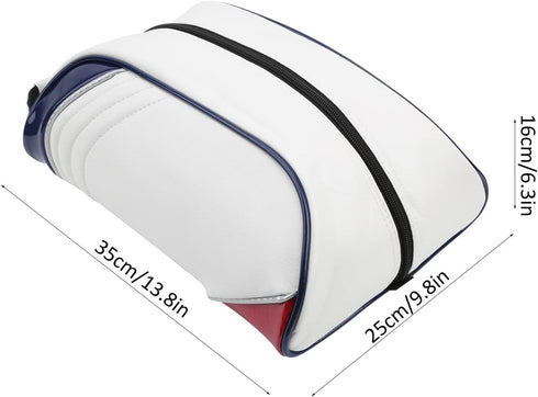 Qiilu White PU Leather Shoe Bag, Dustproof Storage Carrier Bag for Home Travel