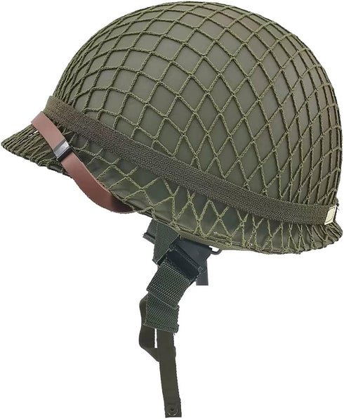 WW2 US Army M1 Helmet, Metal Steel Shell Replica, WW2 Gear, Uniform with Net/Canvas Chin Strap, DIY Painting