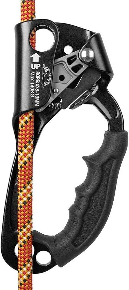 SRT Climbing Hand Ascender - Left Handed Ergonomic Aviation Light Alloy Rappelling Gear for Arborist