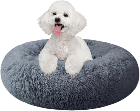 Dog Bed for Small Medium Large Dogs - 20 inch Calming Bed - Washable Round Cozy Soft Pet Bed with Slip-Resistant Bottom