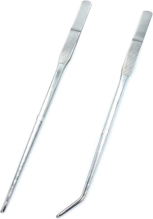 FRUTA Long Reptiles Feeding Tongs, Stainless Steel Straight and Curved Tweezers Set for Reptiles, Lizards, Bearded