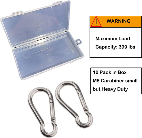 Olivia & Oliver Stainless Steel Carabiner - Heavy Duty Spring Snap Hook Keychain Clip for Fitness, Camping, Hiking