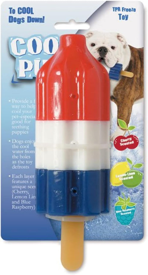 Cool Pup Cooling Dog Toy, Rocket Pop, Large, Red, Blue, White